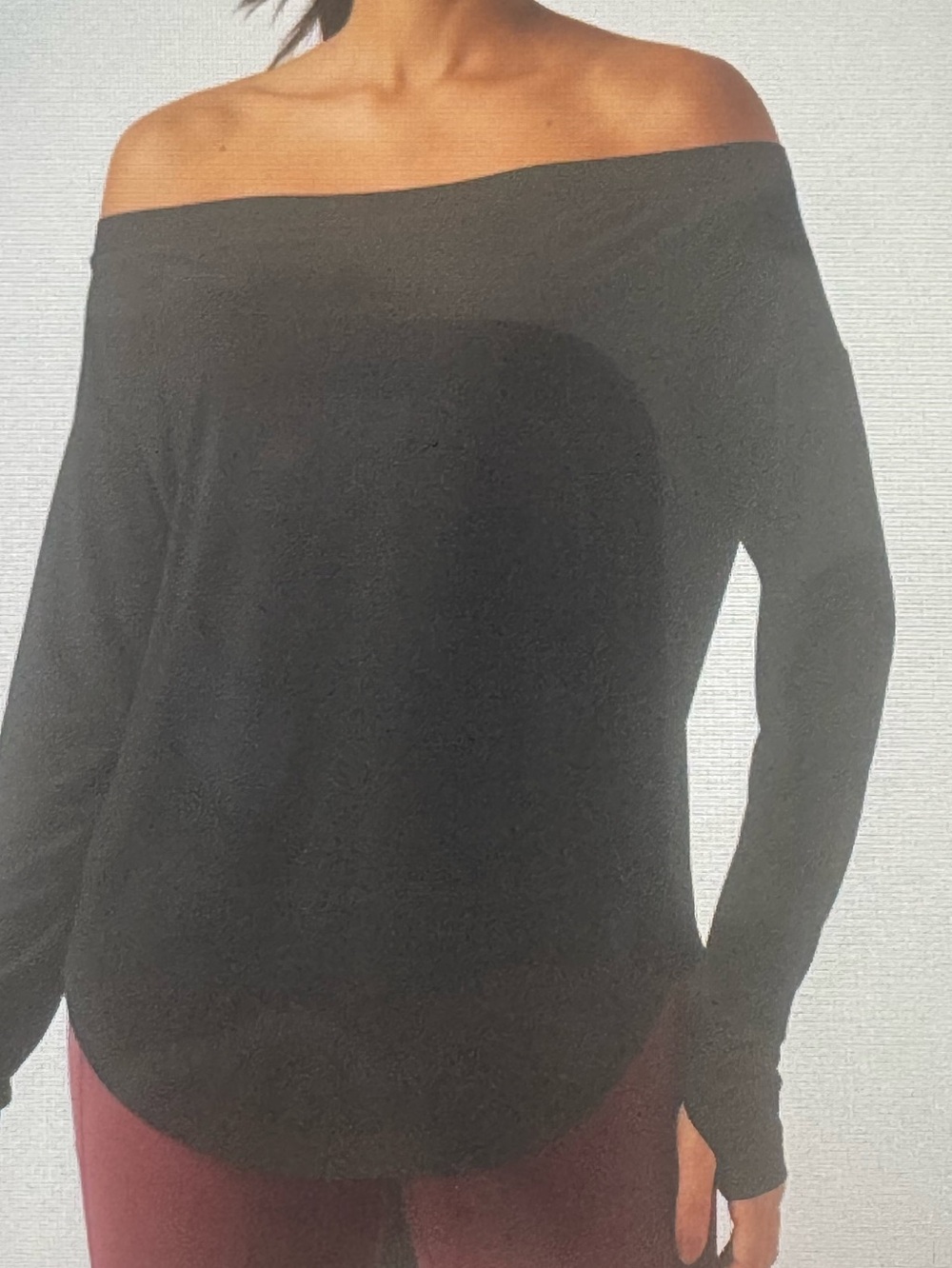 HALARA OFF SHOULDER LONG SLEEVE BUILT IN BRA QUICK DRY YOGA SPORTS TOP